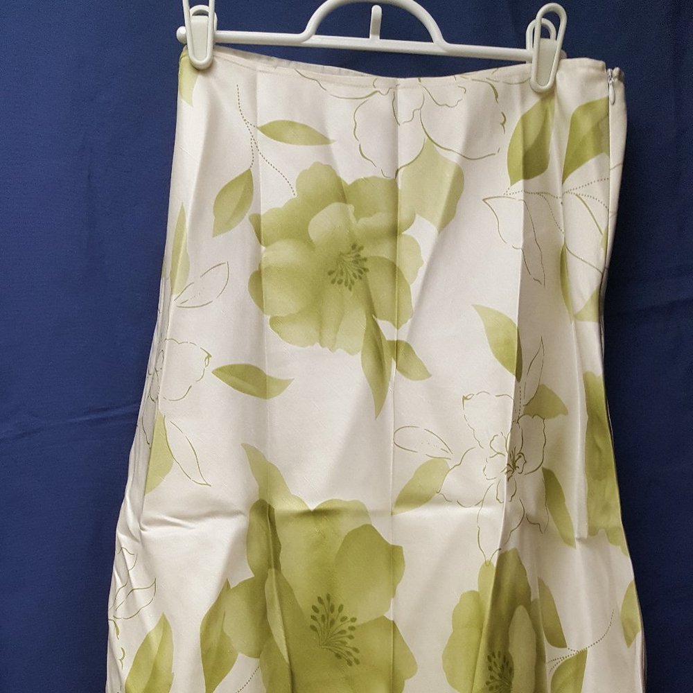 Irvine Park Linen/Silk skirt Cream Green Worn 2x